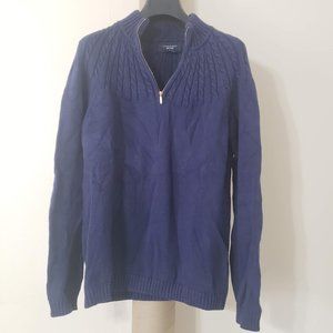 Lands End Indigo Quarter-Zip Sweater